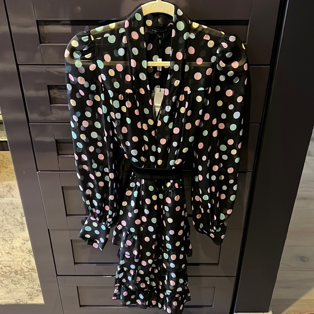 Marc Jacobs polka dot dress with black velvet belt
